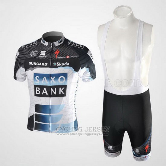 2010 Cycling Jersey Saxo Bank Black and White Short Sleeve and Bib Short